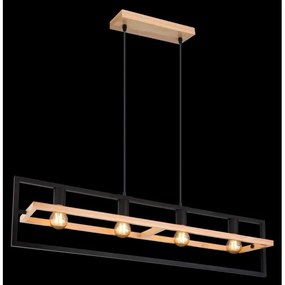 Globo 15575-4H - Lampadario a cavo ERICA 4xE27/40W/230V nero/beige