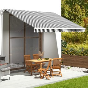 Tessuto Di Ricambio Tenda Da Sole Antracite E Bianco 4,5x3,5 M /