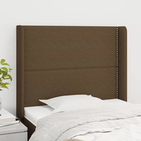 Testiera Ad Orecchio Marrone Scuro 103x16x118/128 Cm İn Tessuto /