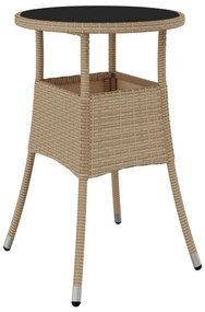 Set da pranzo da giardino set di 3 beige vimini, vetro durevole