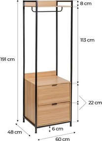 Armadio di colore naturale a giorno 60x190x48 cm Armarios – Casa Selección