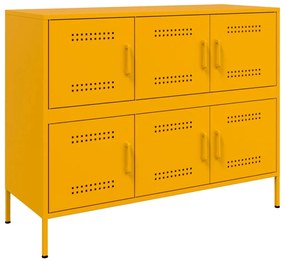 Credenza giallo senape 100,5x39x79 cm acciaio laminato a freddo