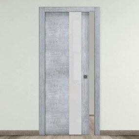 Porta interna scorrevole Beton Vetro in vetro colore rovere grigio, L 80 x H 210 cm, apertura reversibile
