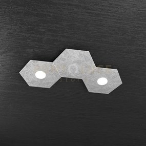 Hexagon applique-plafoniera 2 luci + 1 decorativo foglia argento 11...