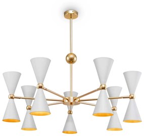 Maytoni Lampadario a sospensione piccolo con 14 diffusori in metallo dallo stile moderno Vesper - 40W BIANCO ORO