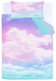Set copripiumino e federa da bambini blu e rosa per letto matrimoniale 200x200 cm Ombre Rainbow Clouds – Catherine Lansfield