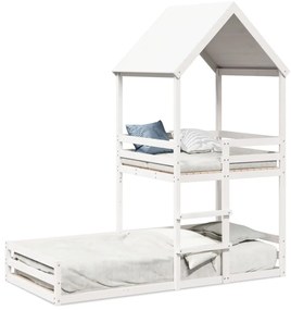 Letto A Castello Senza Materasso Bianco 90x190cm Massello Pino /