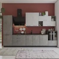 Cucina Pola mira 360 cm antracite cemento fumo top ceramica sinistra