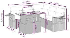 Set Divano da Giardino 6 pz con Cuscini Nero in Polyrattan