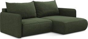 Divano angolare verde allungabile/con contenitore (con penisola a destra) Nanea – Makamii