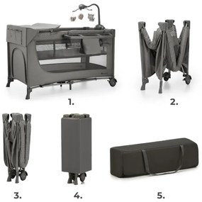 KINDERKRAFT - Culla da viaggio JOY 2 con accessori grigio