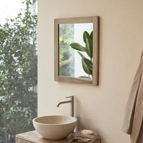 Tikamoon - Specchio in legno massello di acacia 55,5x50 Lila