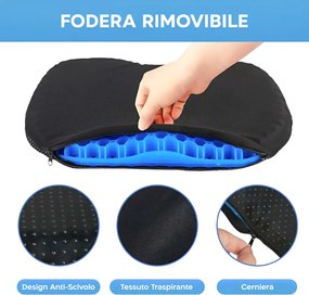 Cuscino Gel per Sedute Prolungate 37x30x4 cm Ergonomico...