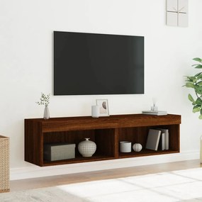 Mobili porta tv con luci led 2 pz rovere marrone 60x30x30 cm