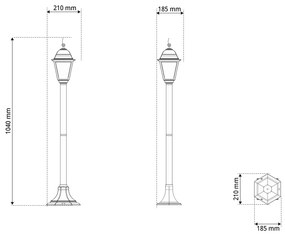 Paletto Lampione Vintage 100cm E27 IP54 Bianco - Serie Alfieri