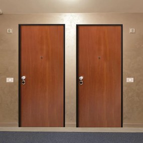 Porta blindata MASTER Stark L 80 x H 200 cm in melaminico noce/bianco, apertura spingere a sinistra, falso telaio incluso