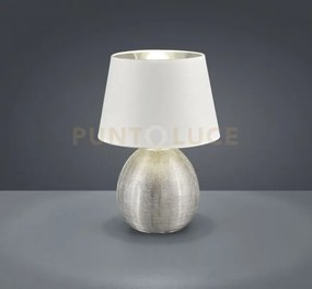 Luxor lampada tavolo grande base ceramica argento e paralume bianco...