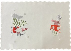 Tovaglia bianca con ricamo di elfi e renne Šířka: 35 cm | Délka: 50 cm