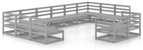 Set divani da giardino 12 pz in legno massello di pino
