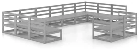 Set divani da giardino 12 pz in legno massello di pino