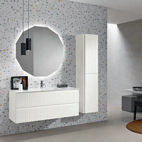 Mobile da bagno sospeso moderno con base 120 ARTICO con 2 cassetti e lavabo BIANCO OPACO
