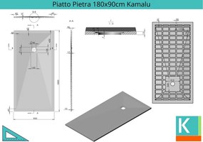Piatto doccia effetto pietra 180x90 colore nero ardesia - KAMALU
