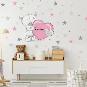 Adesivo murale degli orsetto con il nome per le femmine | Inspio