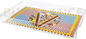 Vassoio grande decor in cristallo acrilico decorato disegno rainbow