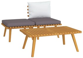 Set divani da giardino 3 pz con cuscini in massello di acacia