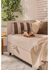 Letto singolo imbottito beige con contenitore con materasso incluso 90x200 cm Avela – Bonami Selection