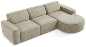 Divano angolare beige (con penisola a destra/con chaise lounge) con rivestimento in ciniglia Omao – Makamii