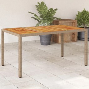 Tavolo da giardino beige 150x90x75 cm in polyrattan e acacia