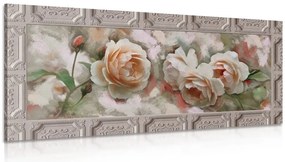 Quadro su tela – Rosa in cornice storica