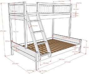 Letto da bambini a castello bianco in faggio massiccio con rete inclusa 140x200/90x200 cm Forrest – Vipack