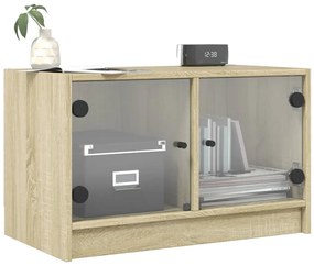 Mobile Porta TV con Ante in Vetro Rovere Sonoma 68x37x42 cm