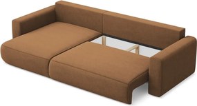 Divano angolare color terracotta allungabile/con contenitore (con penisola a sinistra/con chaise lounge) Kapua – Makamii
