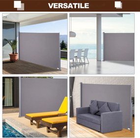 Tenda Laterale Frangivista da Giardino 3x1,60m in Alluminio e Tessuto  Grigio...