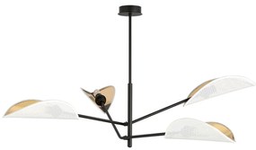 Lampadario 4 Luci Eridano In Acciao Nero E Bianco Oro Con Bracci Mobili