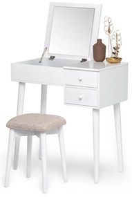 Tavolino da toilette bianco con specchio, portagioie e 2 cassetti Beauty - Bonami Essentials