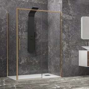 Box doccia oro satinato 90x120 scorrevole e fisso vetro 6mm altezza 200h | KLA-4000G - KAMALU