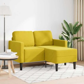 Divano 2 Posti Con Chaise Longue A L Giallo 125 Cm Velluto /