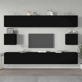 Set Mobili Porta Tv 6 Pz Nero İn Legno Multistrato /