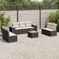 Set Divani da Giardino con Cuscini 8 pz Nero in Polyrattan 3257729