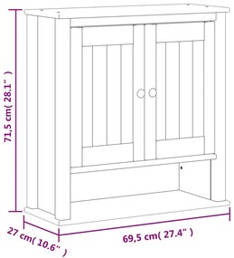 Mobile da Bagno a Muro BERG Nero 69,5x27x71,5cm Legno Massello