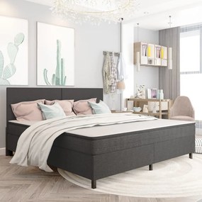 Letto A Molle Grigio Scuro İn Tessuto 200x200 Cm /