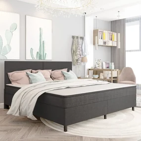Letto A Molle Grigio Scuro İn Tessuto 200x200 Cm /