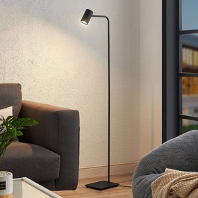 Lampada da terra Lindby Sanad, altezza 140 cm, nero, metallo, GU10