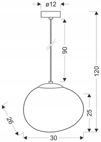 Lampadario a sospensione con filo STONES 1xE27/40W/230V diametro 30 cm