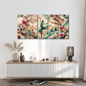 Quadri 5 pezzi – Ballerina geometrica in movimento
