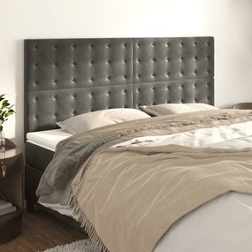 Testiera 4 Pz Grigio Scuro 90x5x78/88 Cm İn Velluto /